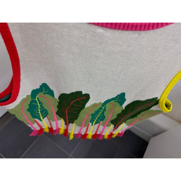 Rachel Antonoff Rainbow Chard Shell Sweater Tank Vest Cropped Lettuce Leaf L - Picture 10 of 12